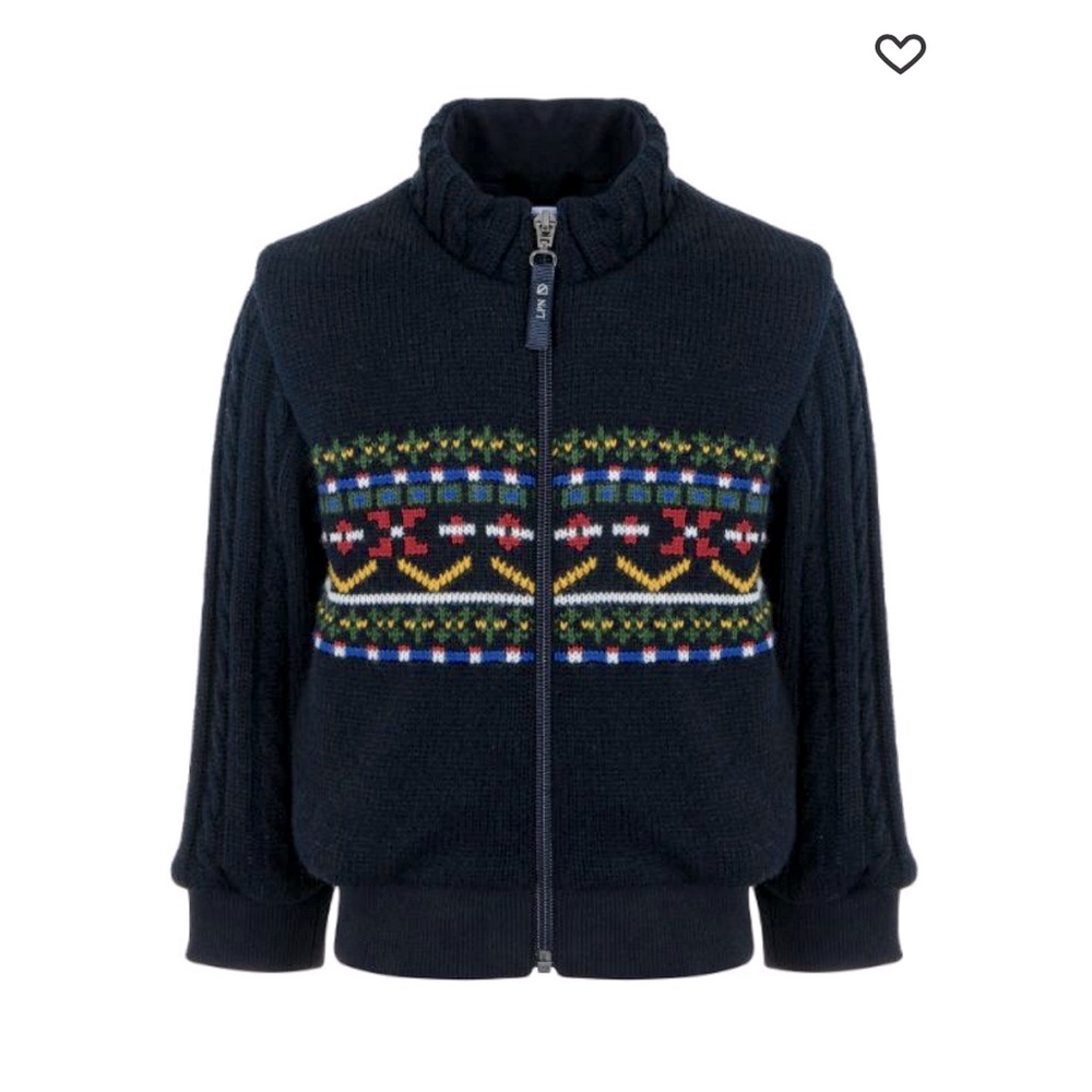 Lapin House patterned intarsia-knit wool cardigan. Brand New!!!